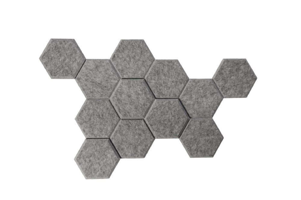 Hammerbacher Akustik-Waben 12er Set H 17 x B 15 cm Filzoptik grau-meliert Produktbild Hammerbacher Akustik-Waben 12er Set H 17 x B 15 cm Filzoptik grau-meliert