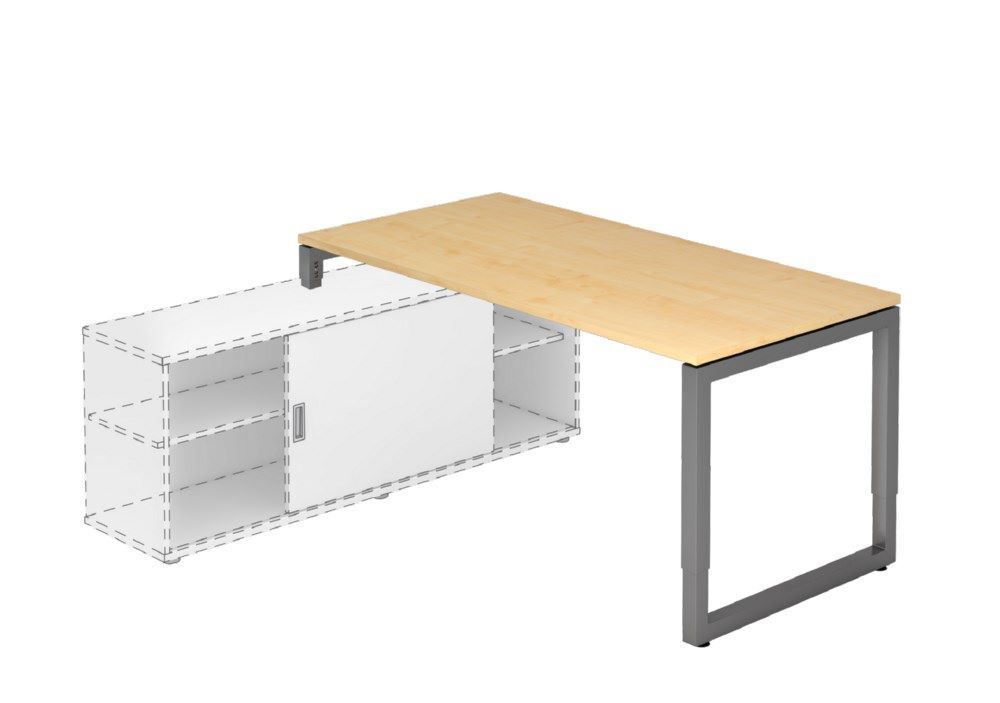 Hammerbacher Anbauschreibtisch RSE16 O-Fuß eckig 160 x 80 cm Ahorn / Graphit Produktbild Hammerbacher Anbauschreibtisch RSE16 O-Fuß eckig 160 x 80 cm Ahorn / Graphit