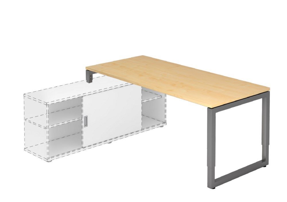 Hammerbacher Anbauschreibtisch O-Fuß eckig 180 x 80 cm Ahorn / Graphit Produktbild Hammerbacher Anbauschreibtisch O-Fuß eckig 180 x 80 cm Ahorn / Graphit