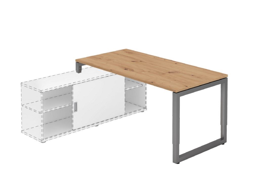 Hammerbacher Anbauschreibtisch mit O-Fuß eckig 160 x 80 cm Asteiche / Graphit Produktbild Hammerbacher Anbauschreibtisch mit O-Fuß eckig 160 x 80 cm Asteiche / Graphit