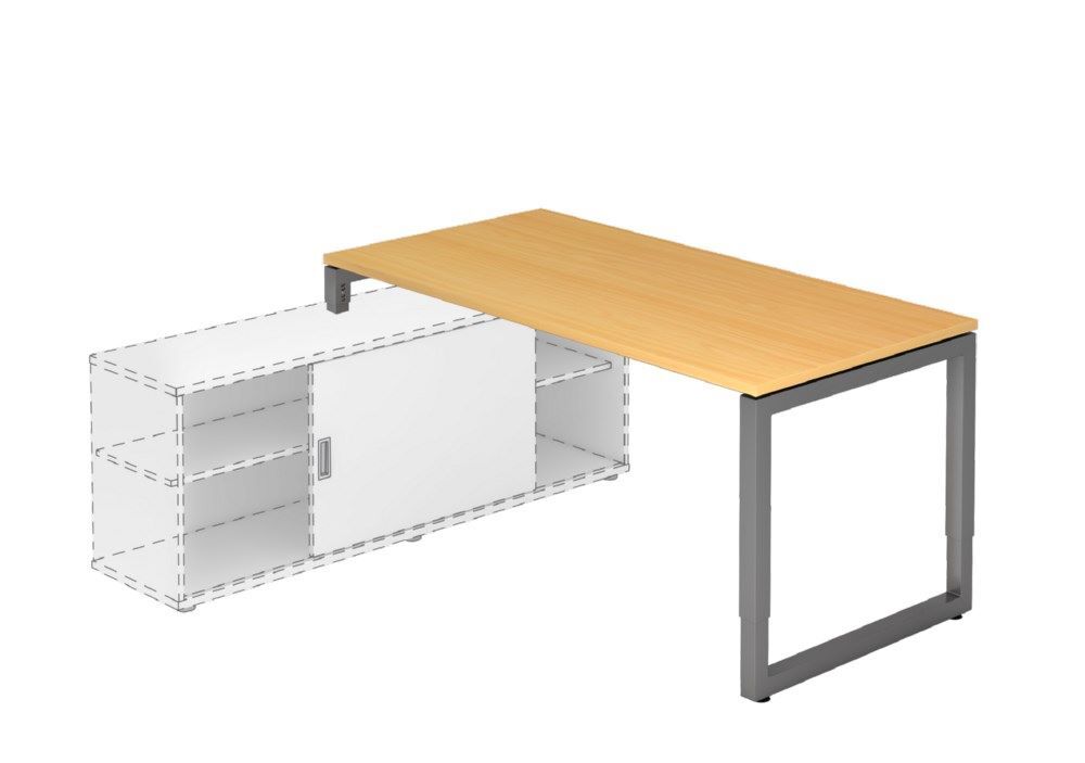 Hammerbacher Anbauschreibtisch RSE16 mit O-Fuß eckig 160 x 80 cm Buche / Graphit Produktbild Hammerbacher Anbauschreibtisch RSE16 mit O-Fuß eckig 160 x 80 cm Buche / Graphit