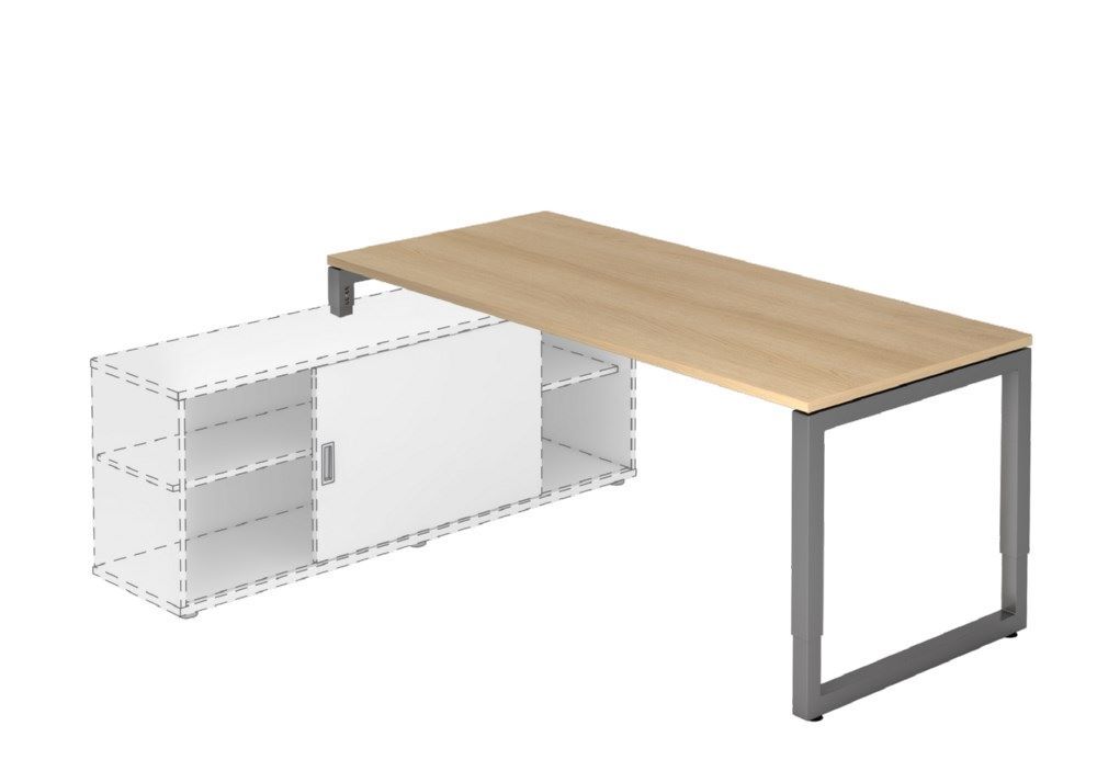 Hammerbacher Anbauschreibtisch O-Fuß eckig 180 x 80 cm Eiche / Graphit Produktbild Hammerbacher Anbauschreibtisch O-Fuß eckig 180 x 80 cm Eiche / Graphit