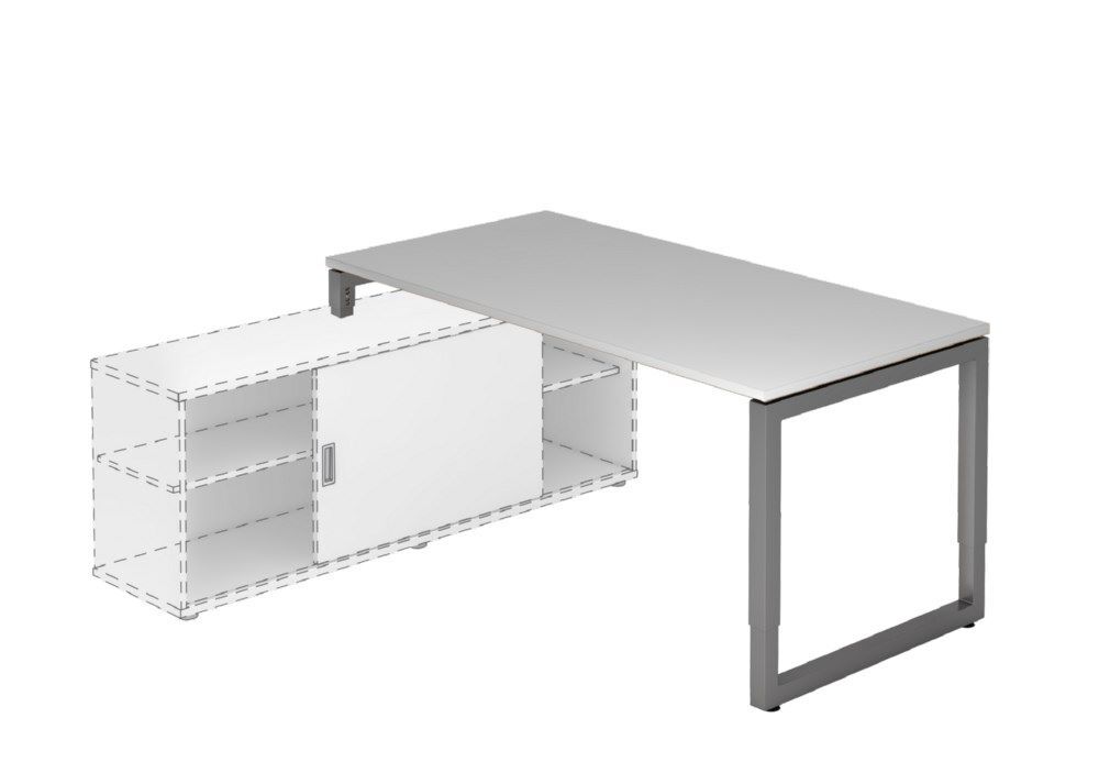Hammerbacher Anbauschreibtisch RSE16 mit O-Fuß eckig 160 x 80 cm Grau / Graphit Produktbild Hammerbacher Anbauschreibtisch RSE16 mit O-Fuß eckig 160 x 80 cm Grau / Graphit