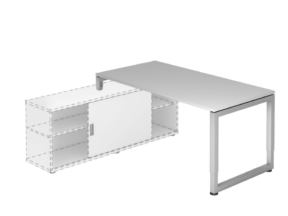 Hammerbacher Anbauschreibtisch RSE16 mit O-Fuß eckig 160 x 80 cm Grau Produktbild Hammerbacher Anbauschreibtisch RSE16 mit O-Fuß eckig 160 x 80 cm Grau