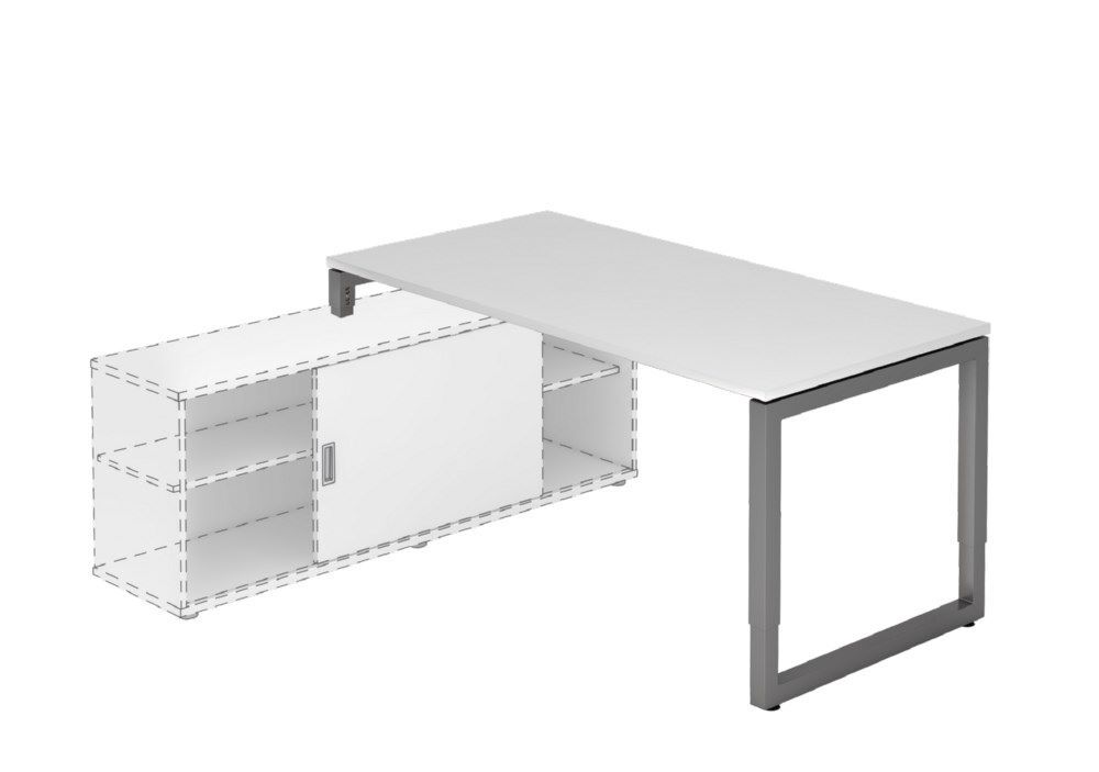 Hammerbacher Anbauschreibtisch O-Fuß eckig 160 x 80 cm Weiß / Graphit Produktbild Hammerbacher Anbauschreibtisch O-Fuß eckig 160 x 80 cm Weiß / Graphit