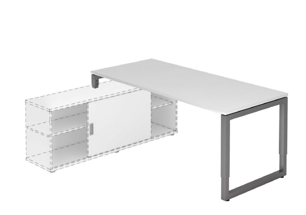Hammerbacher Anbauschreibti O-Fuß eckig 180 x 80 cm Weiß / Graphit Produktbild Hammerbacher Anbauschreibti O-Fuß eckig 180 x 80 cm Weiß / Graphit