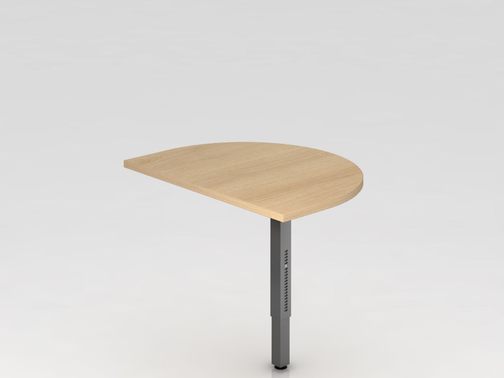 Hammerbacher Anbautisch Eiche gerundet mit eckigen Füßen 60 x 80 cm Produktbild Hammerbacher Anbautisch Eiche gerundet mit eckigen Füßen 60 x 80 cm