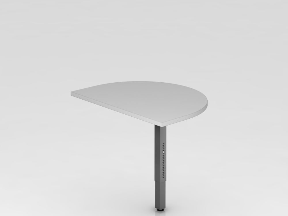 Hammerbacher Anbautisch gerundet mit Stützfüßen eckig 60 x 80 cm Grau Produktbild Hammerbacher Anbautisch gerundet mit Stützfüßen eckig 60 x 80 cm Grau