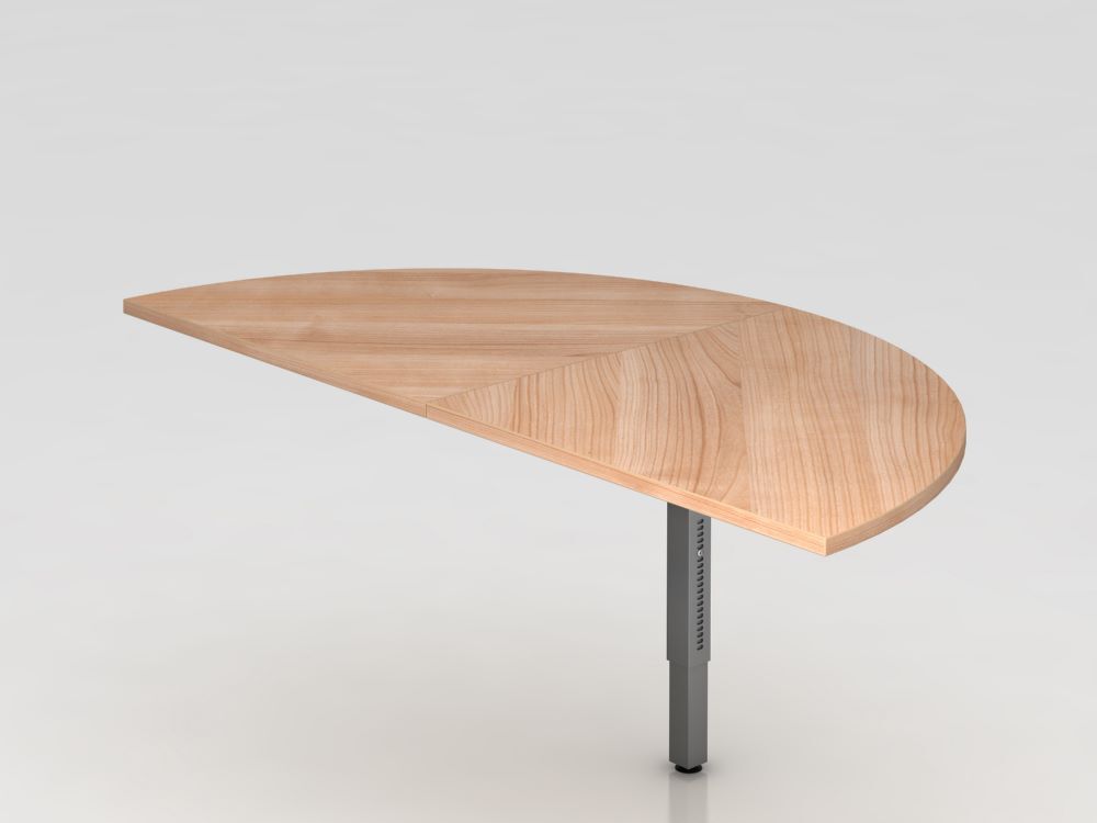 Hammerbacher Anbautisch Nussbaum 2 x Viertelkreis Füße eckig Grau Produktbild Hammerbacher Anbautisch Nussbaum 2 x Viertelkreis Füße eckig Grau