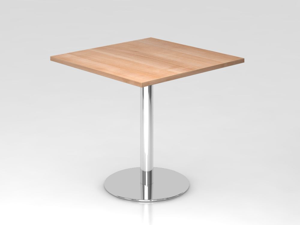 Hammerbacher Besprechungstisch 80 x 80 cm Höhe 74,5 cm Nussbaum Chrom Produktbild Hammerbacher Besprechungstisch 80 x 80 cm Höhe 74,5 cm Nussbaum Chrom