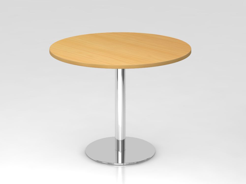 Hammerbacher Besprechungstisch 100 cm rund Höhe 74,5 cm Buche Chrom Produktbild Hammerbacher Besprechungstisch 100 cm rund Höhe 74,5 cm Buche Chrom