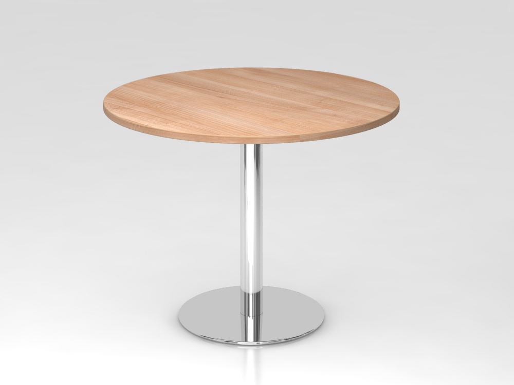 Hammerbacher Besprechungstisch 100 cm rund Höhe 74,5 cm Nussbaum Chrom Produktbild Hammerbacher Besprechungstisch 100 cm rund Höhe 74,5 cm Nussbaum Chrom