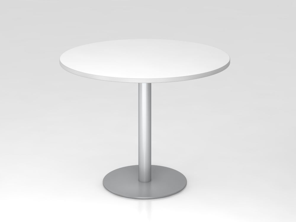 Hammerbacher Besprechungstisch 100 cm rund Höhe 74,5 cm Weiß Silber Produktbild Hammerbacher Besprechungstisch 100 cm rund Höhe 74,5 cm Weiß Silber