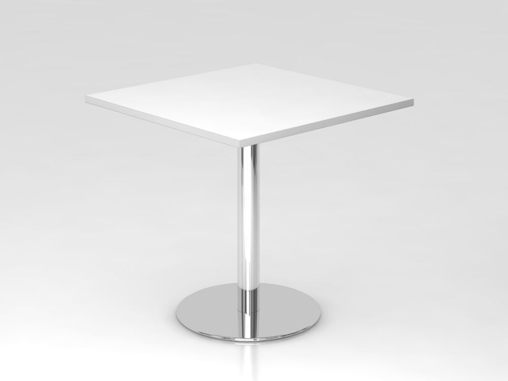 Hammerbacher Besprechungstisch 80 x 80 cm Höhe 74,5 cm Weiß Chrom Produktbild Hammerbacher Besprechungstisch 80 x 80 cm Höhe 74,5 cm Weiß Chrom