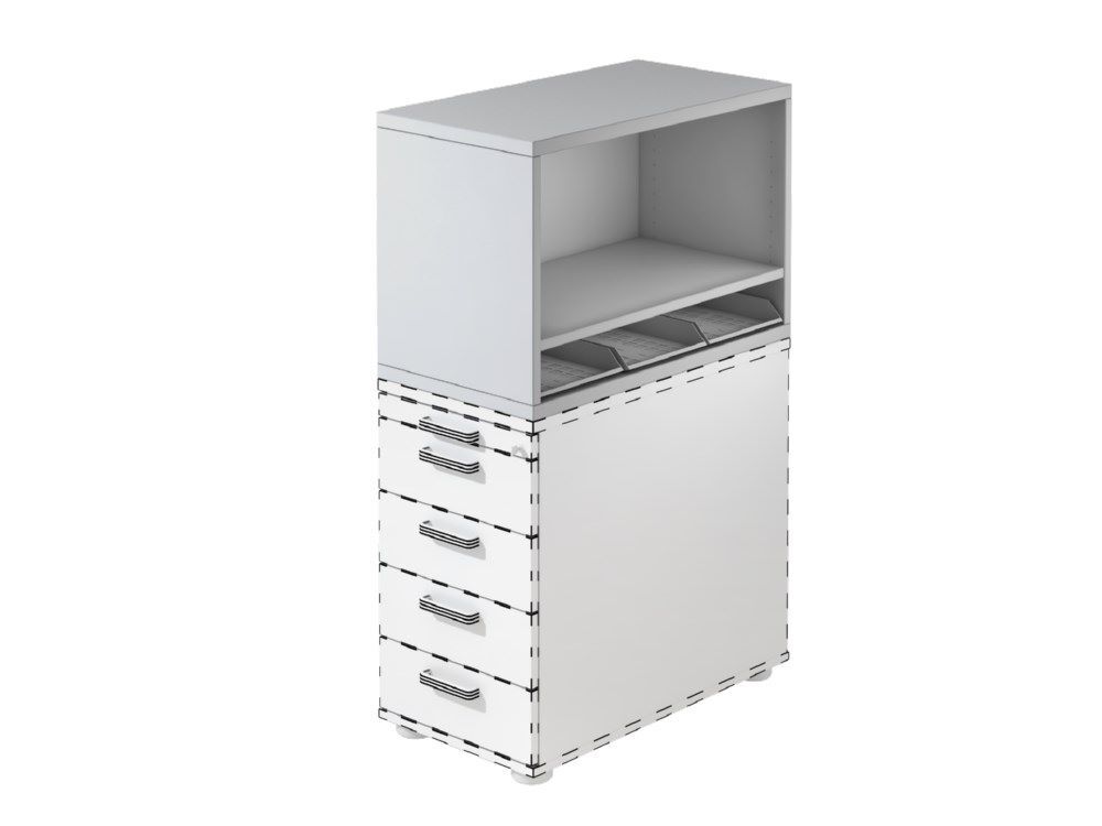 Hammerbacher Containeraufsatz B 42,8 x T 80 x H 53 cm Grau Produktbild Hammerbacher Containeraufsatz B 42,8 x T 80 x H 53 cm Grau