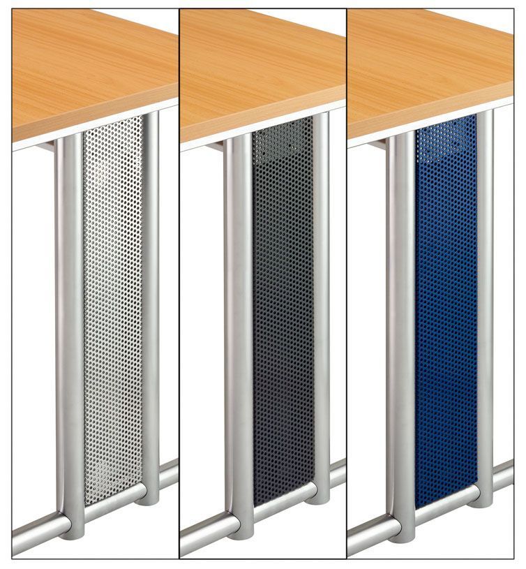 Hammerbacher Fußblenden gelocht in silber für Bürotisch Produktbild Hammerbacher Fußblenden gelocht in silber für Bürotisch