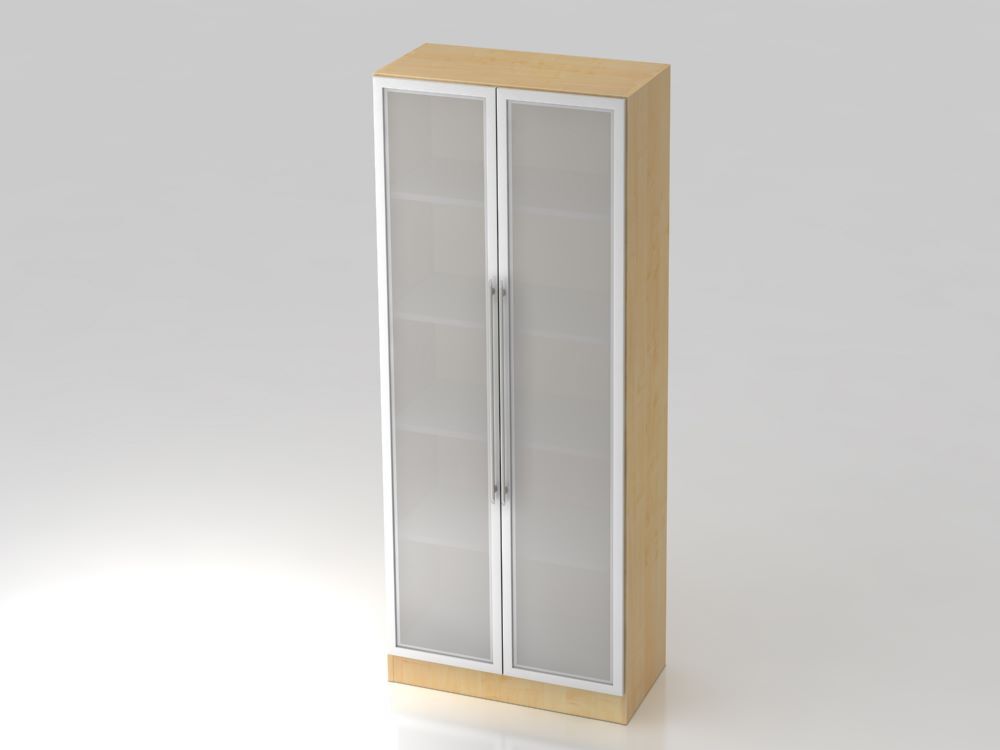 Hammerbacher Glastürenschrank 80 x 42 x 200,4 cm 5OH RE in Ahorn und Silber Hammerbacher Glastürenschrank 80 x 42 x 200,4 cm 5OH RE in Ahorn und Silber