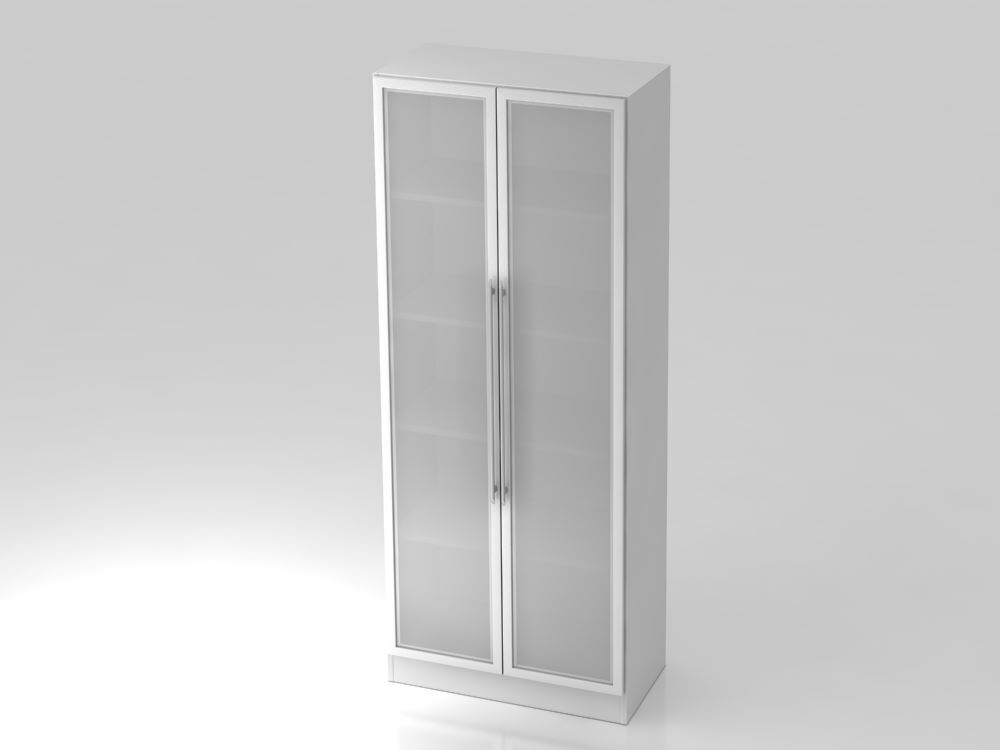 Hammerbacher Glastürenschrank 80 x 42 x 200,4 cm 5OH RE Farbe Weiß Silber Produktbild Hammerbacher Glastürenschrank 80 x 42 x 200,4 cm 5OH RE Farbe Weiß Silber