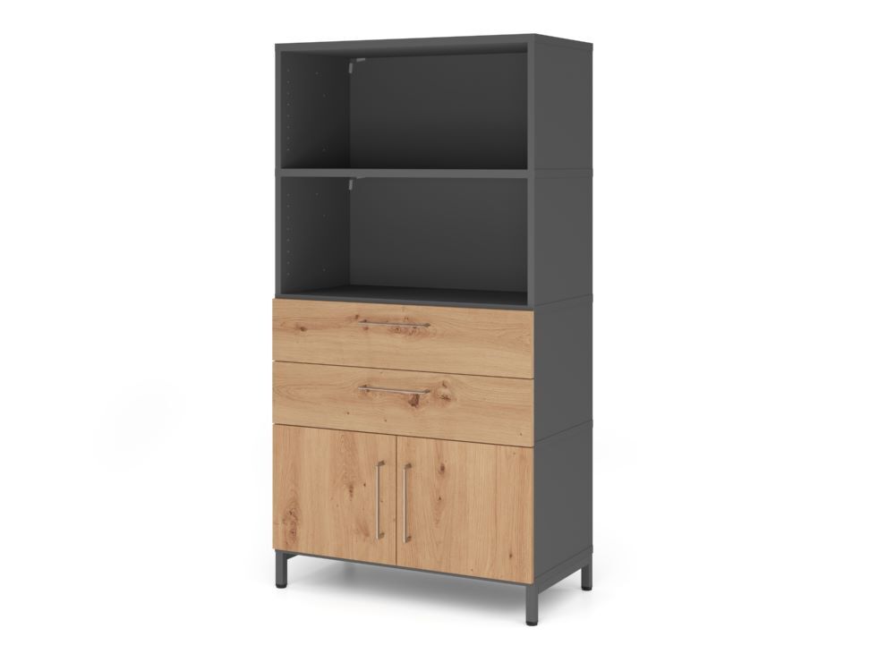 Produktbild Hammerbacher Kombischrank 4 OH mit Sockel graphit/asteiche