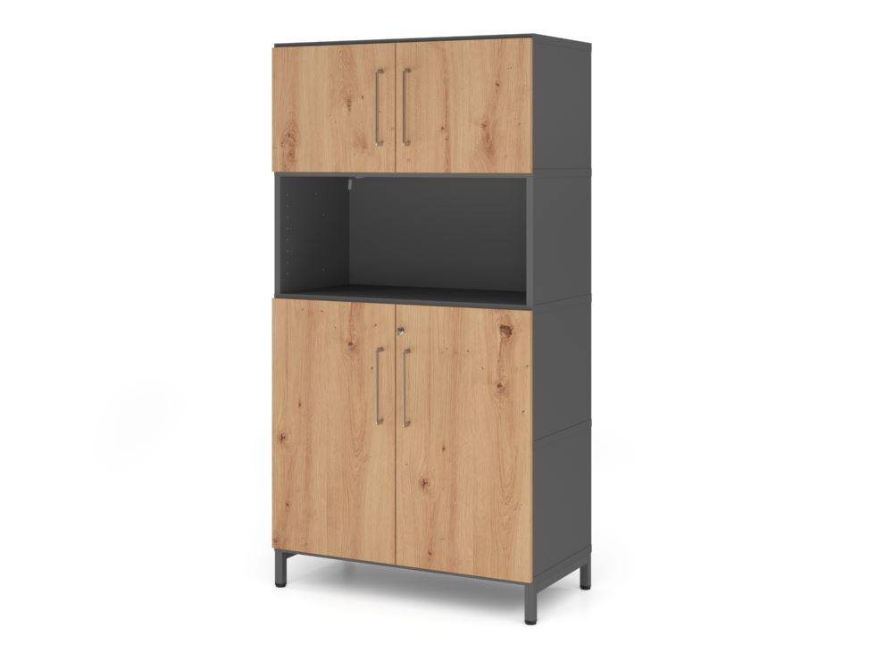 Produktbild Hammerbacher Kombischrank 4OH mit Sockel graphit/asteiche