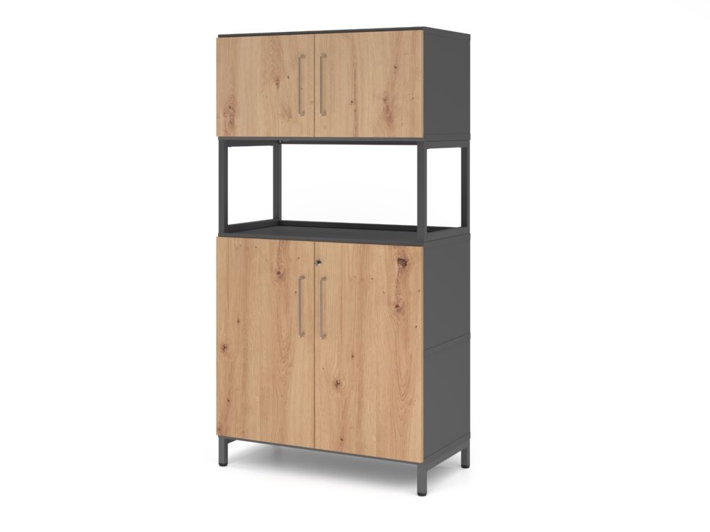 Produktbild Hammerbacher Kombischrank 4OH mit Sockel graphit/asteiche