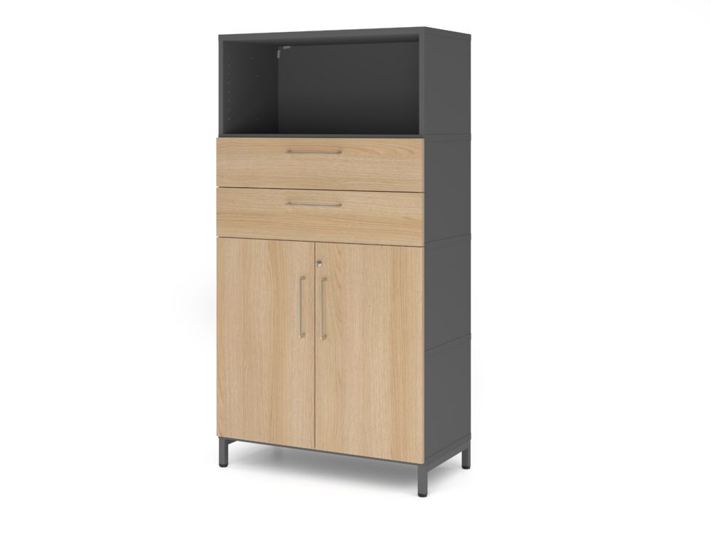 Produktbild Hammerbacher Kombischrank 4 OH mit Sockel graphit/eiche