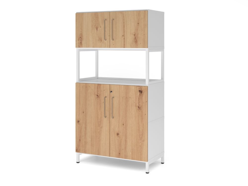Produktbild Hammerbacher Kombischrank 4OH mit Sockel weiß/asteiche