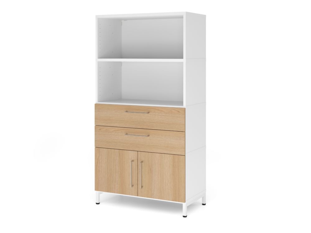 Produktbild Hammerbacher Kombischrank 4 OH mit Sockel weiß/eiche