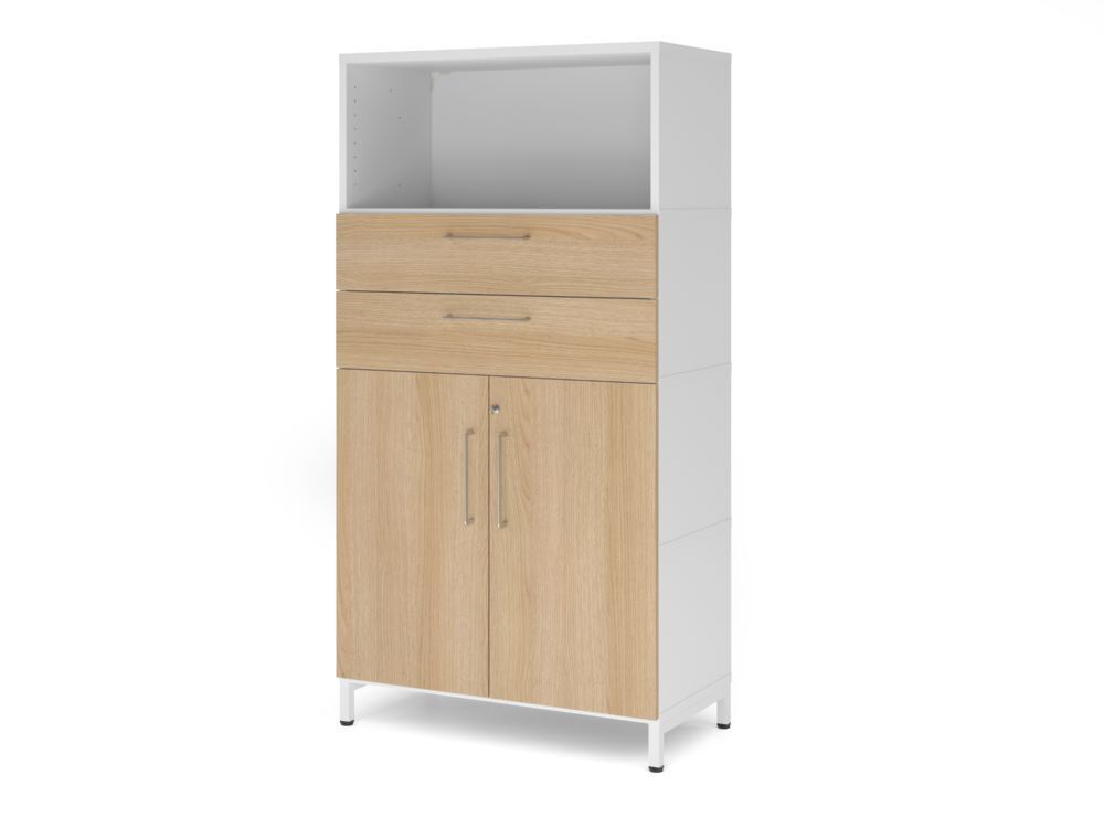Produktbild Hammerbacher Kombischrank 4 OH mit Sockel weiß/eiche