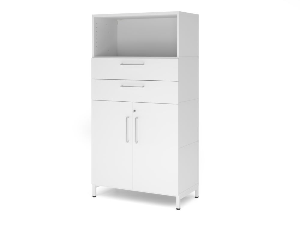 Produktbild Hammerbacher Kombischrank 4 OH mit Sockel weiß/weiß