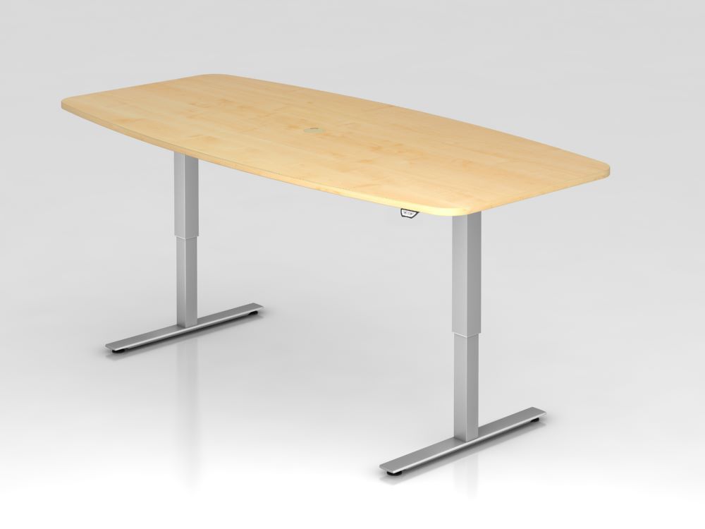 Hammerbacher Konferenztisch mit Tastschalter in Ahorn Höhe verstellbar Produktbild Hammerbacher Konferenztisch mit Tastschalter in Ahorn Höhe verstellbar