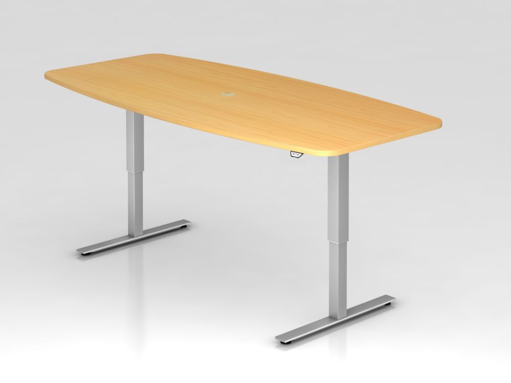 Hammerbacher Konferenztisch in Buche mit Tastschalter Höhe verstellbar Produktbild Hammerbacher Konferenztisch in Buche mit Tastschalter Höhe verstellbar