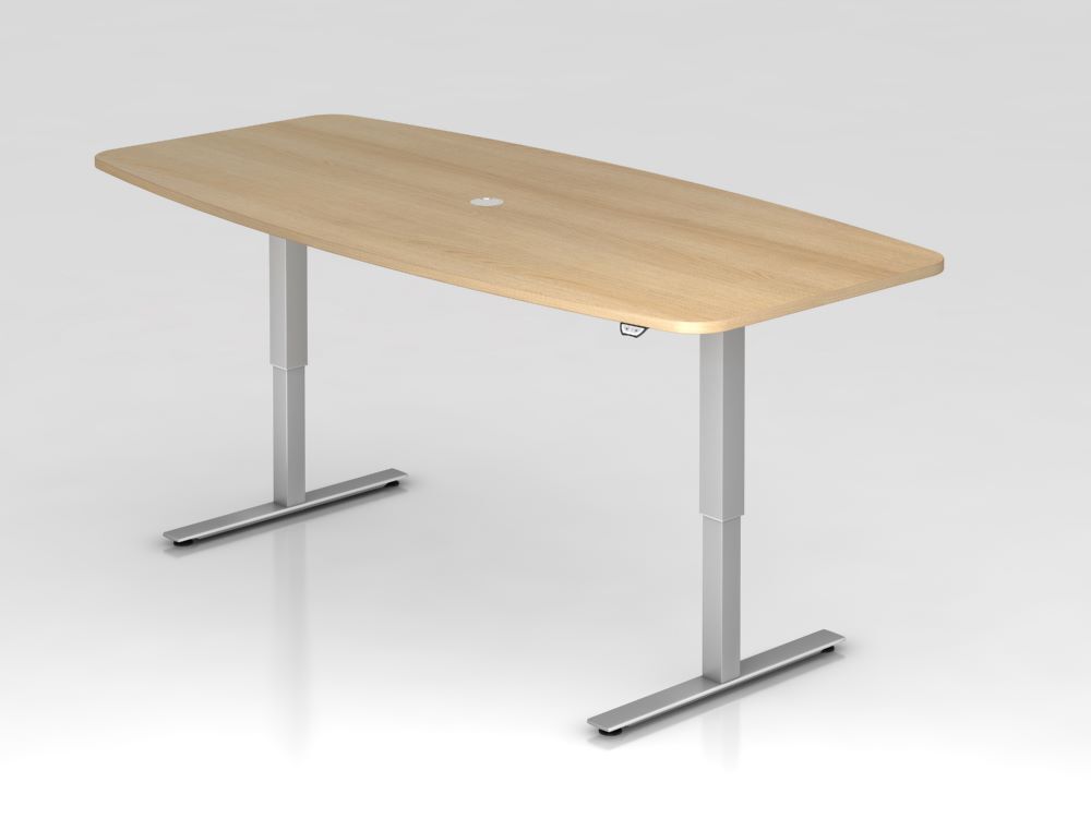 Hammerbacher Konferenztisch Eiche mit Tastschalter Höhe verstellbar Produktbild Hammerbacher Konferenztisch Eiche mit Tastschalter Höhe verstellbar