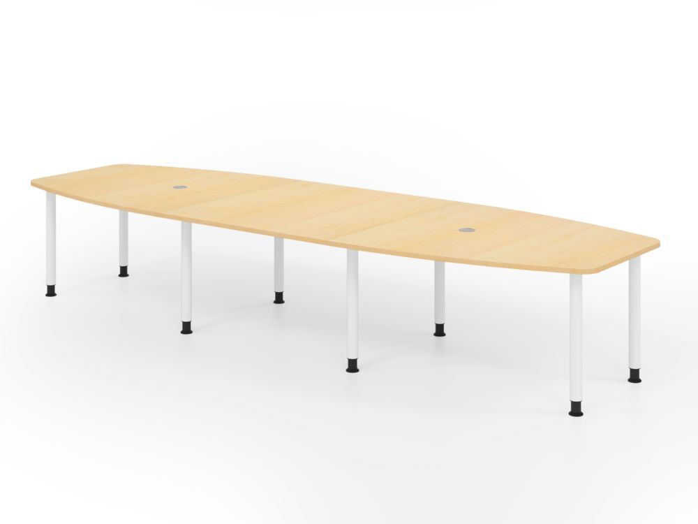 Produktbild Hammerbacher Konferenztisch 400cm mit 8 Rundrohrfüße Ahorn/Weiß