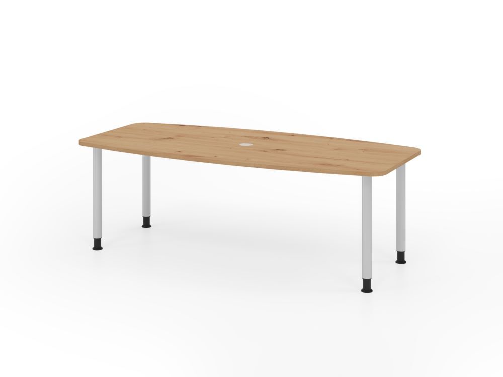 Produktbild Hammerbacher Konferenztisch 220cm mit 4 Rundrohrfüße Asteiche/Silber