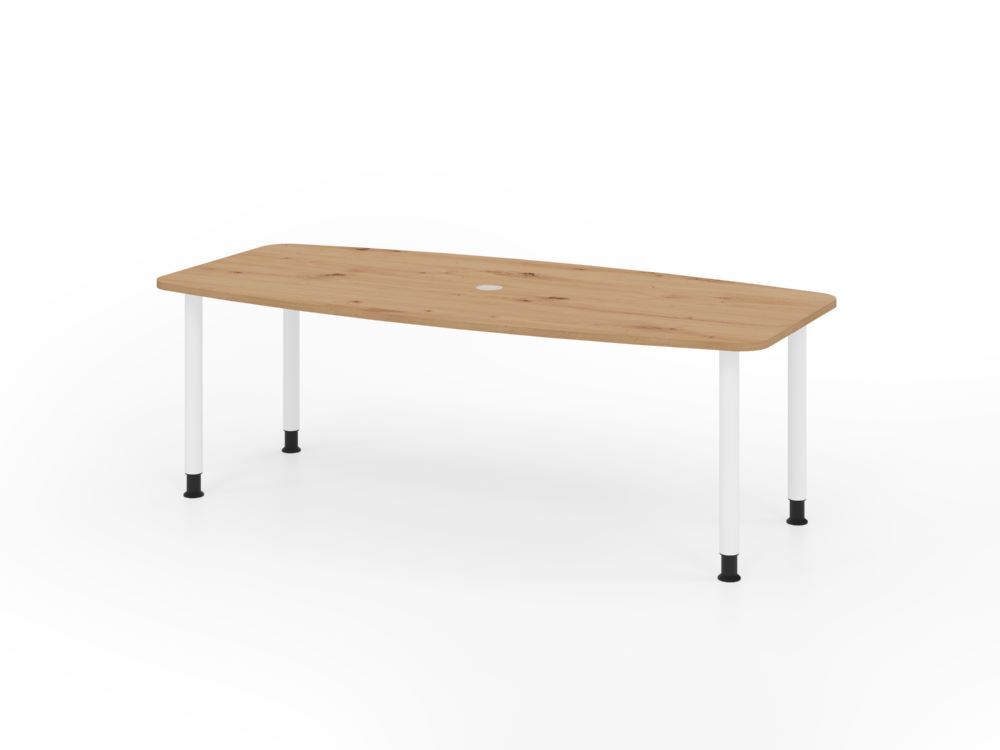 Produktbild Hammerbacher Konferenztisch 220cm mit 4 Rundrohrfüße Asteiche/Weiß
