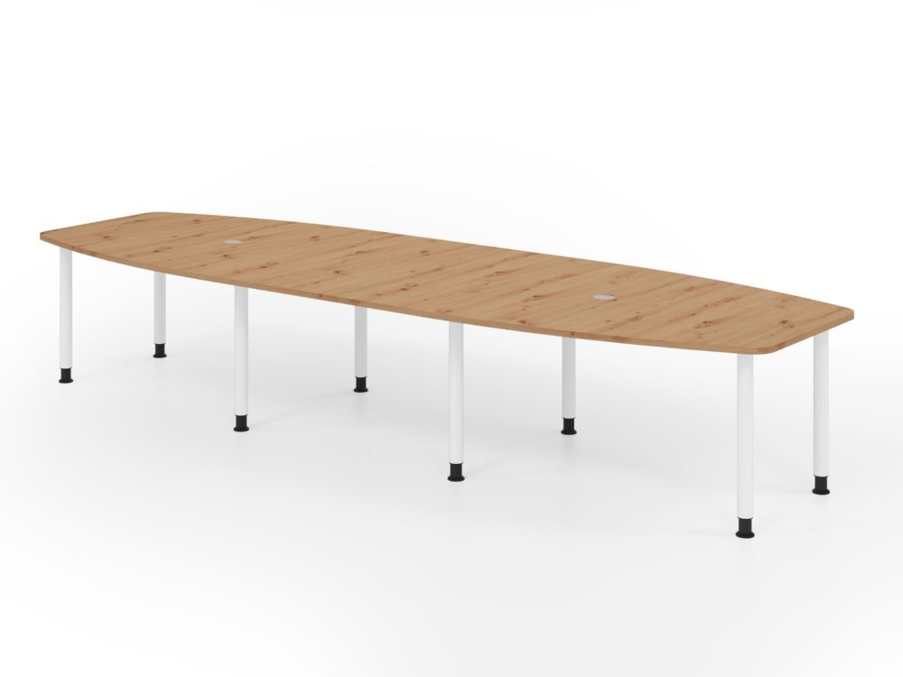 Produktbild Hammerbacher Konferenztisch 400cm mit 8 Rundrohrfüße Asteiche/Weiß