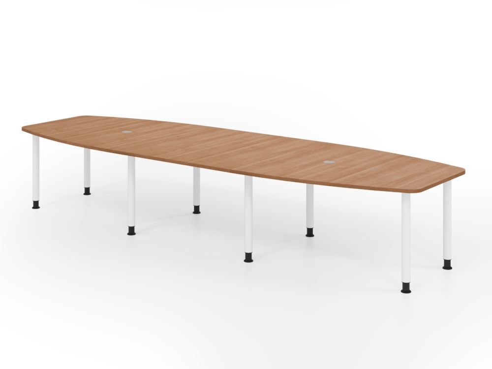 Produktbild Hammerbacher Konferenztisch 400cm mit 8 Rundrohrfüße Nussbaum/Weiß