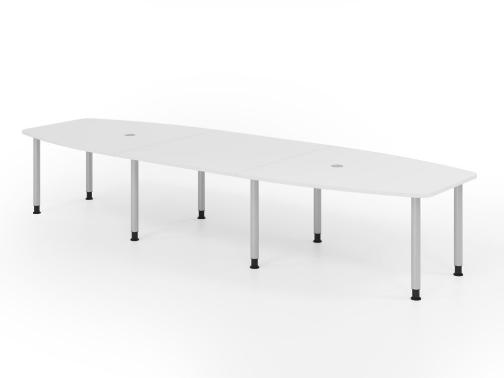 Produktbild Hammerbacher Konferenztisch 400cm mit 8 Rundrohrfüße Weiß/Silber