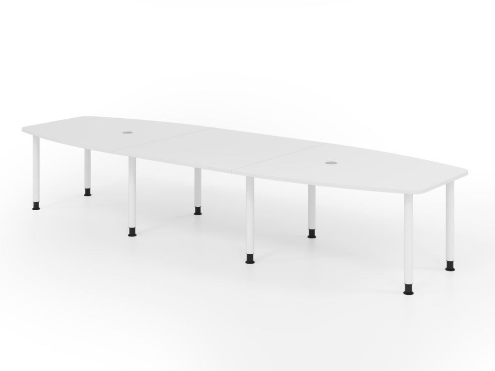 Produktbild Hammerbacher Konferenztisch 400cm mit 8 Rundrohrfüße Weiß/Weiß