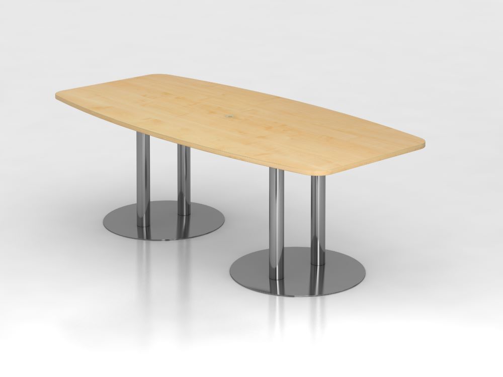 Hammerbacher Konferenztisch Ahorn 220 cm Säulenfuß Chrom Produktbild Hammerbacher Konferenztisch Ahorn 220 cm Säulenfuß Chrom