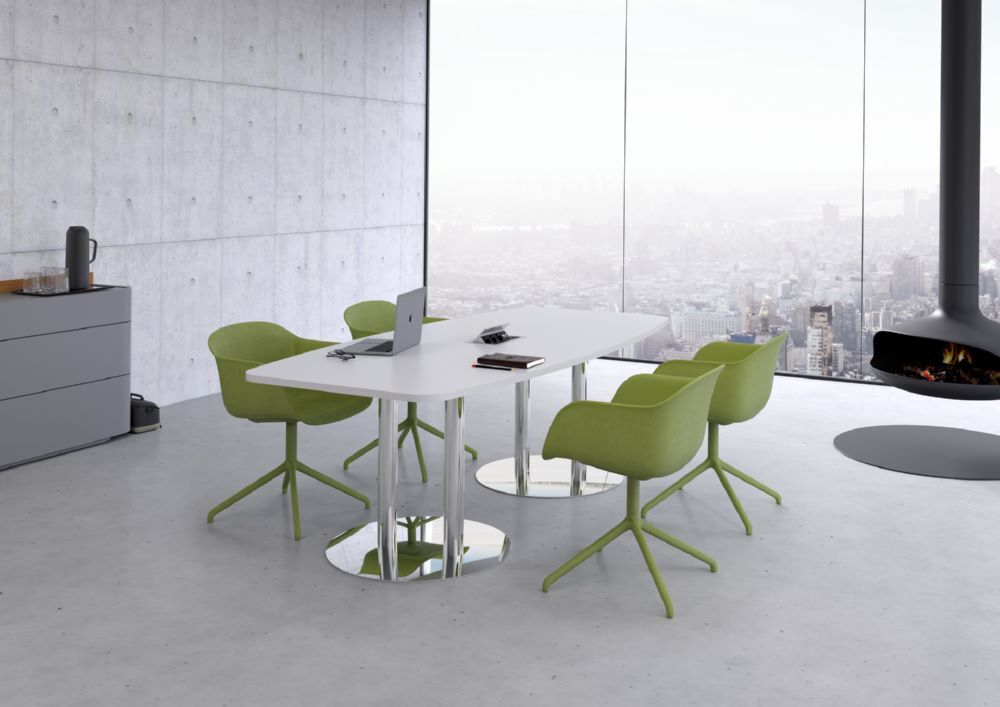 Produktbild Konferenztisch 220cm Säulenfuß, Asteiche/Chro bild 2