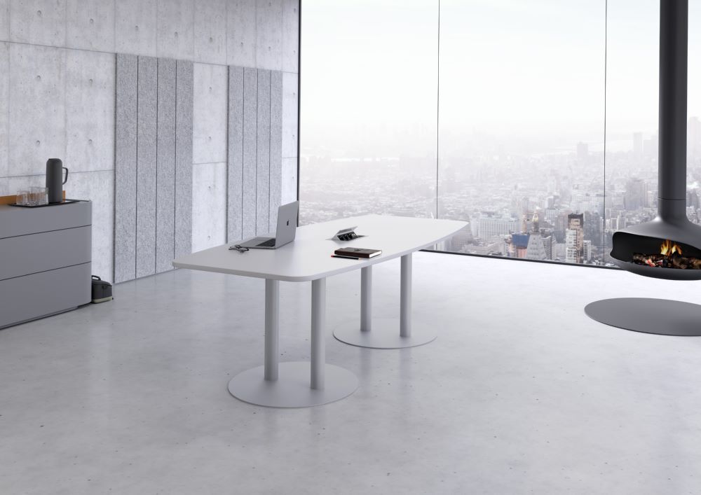 Produktbild Konferenztisch 220cm Säulenfuß, Asteiche/Silb bild 3