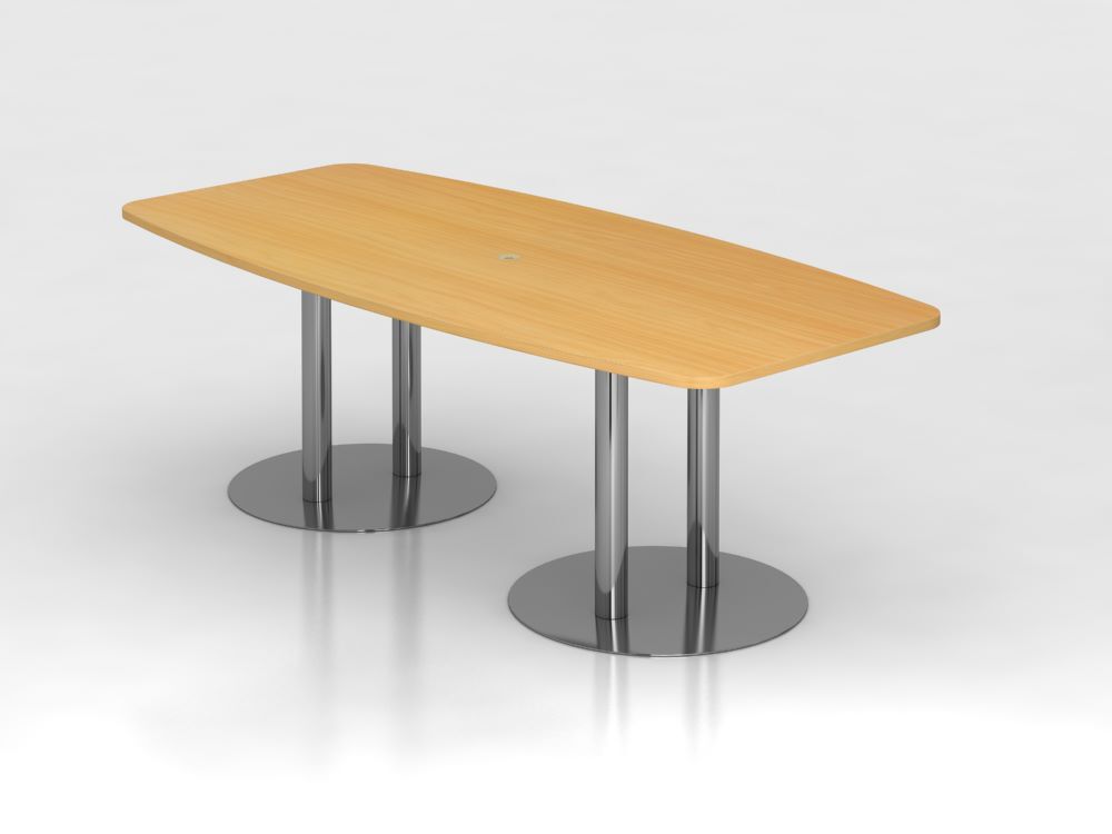 Hammerbacher Konferenztisch Buche 220cm mit Säulenfuß Chrom Produktbild Hammerbacher Konferenztisch Buche 220cm mit Säulenfuß Chrom