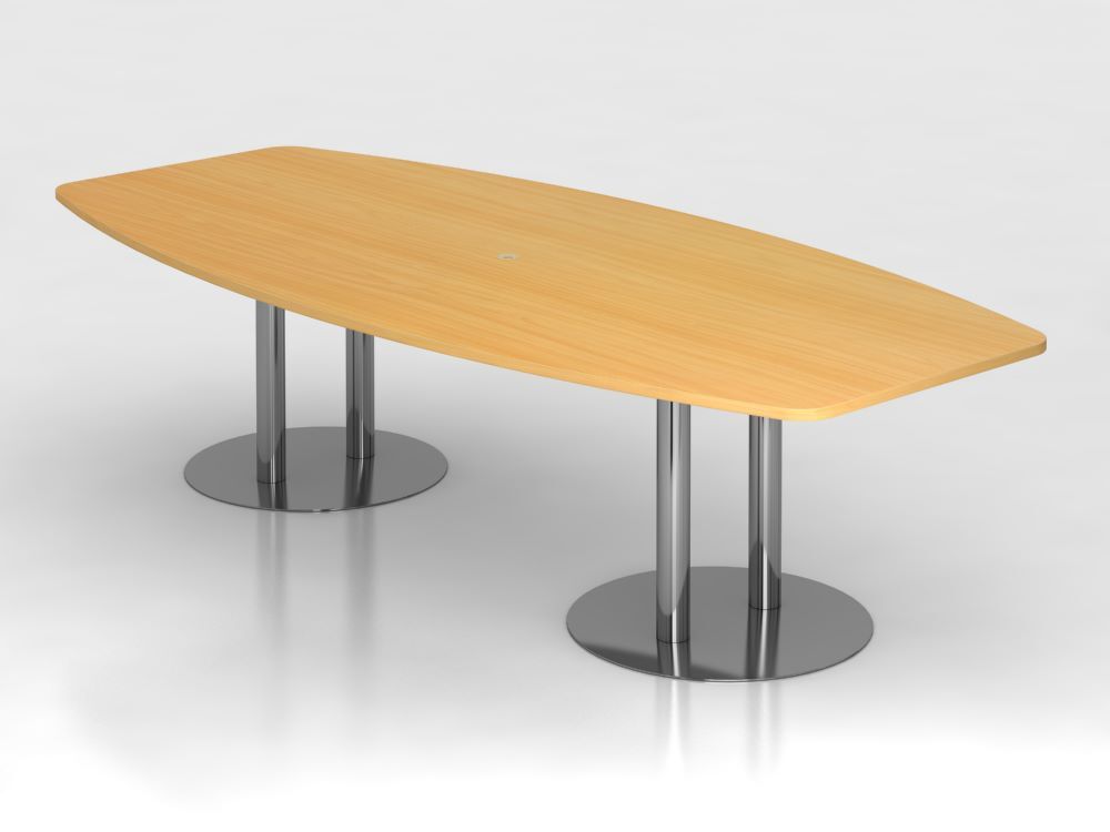 Hammerbacher Konferenztisch Buche 280 cm mit Säulenfuß Chrom Produktbild Hammerbacher Konferenztisch Buche 280 cm mit Säulenfuß Chrom