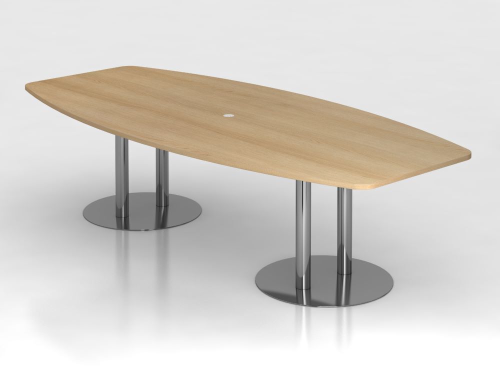 Hammerbacher Konferenztisch Eiche 280 cm mit Säulenfuß in Chrom Produktbild Hammerbacher Konferenztisch Eiche 280 cm mit Säulenfuß in Chrom