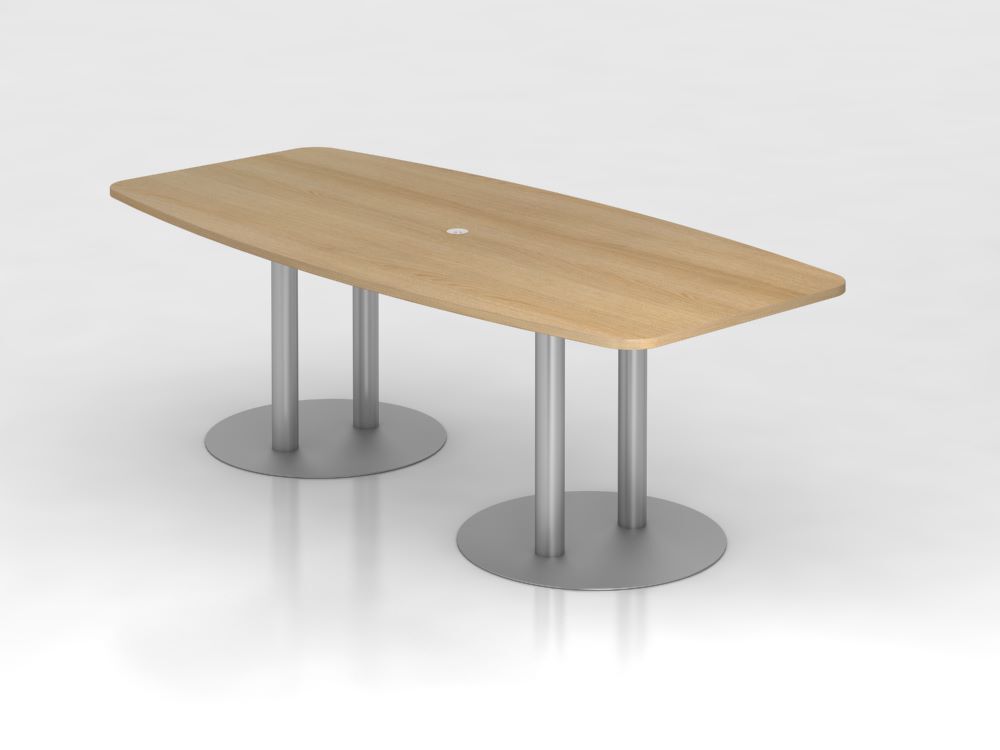 Hammerbacher Konferenztisch Eiche 220cm mit Säulenfuß Silber Produktbild Hammerbacher Konferenztisch Eiche 220cm mit Säulenfuß Silber