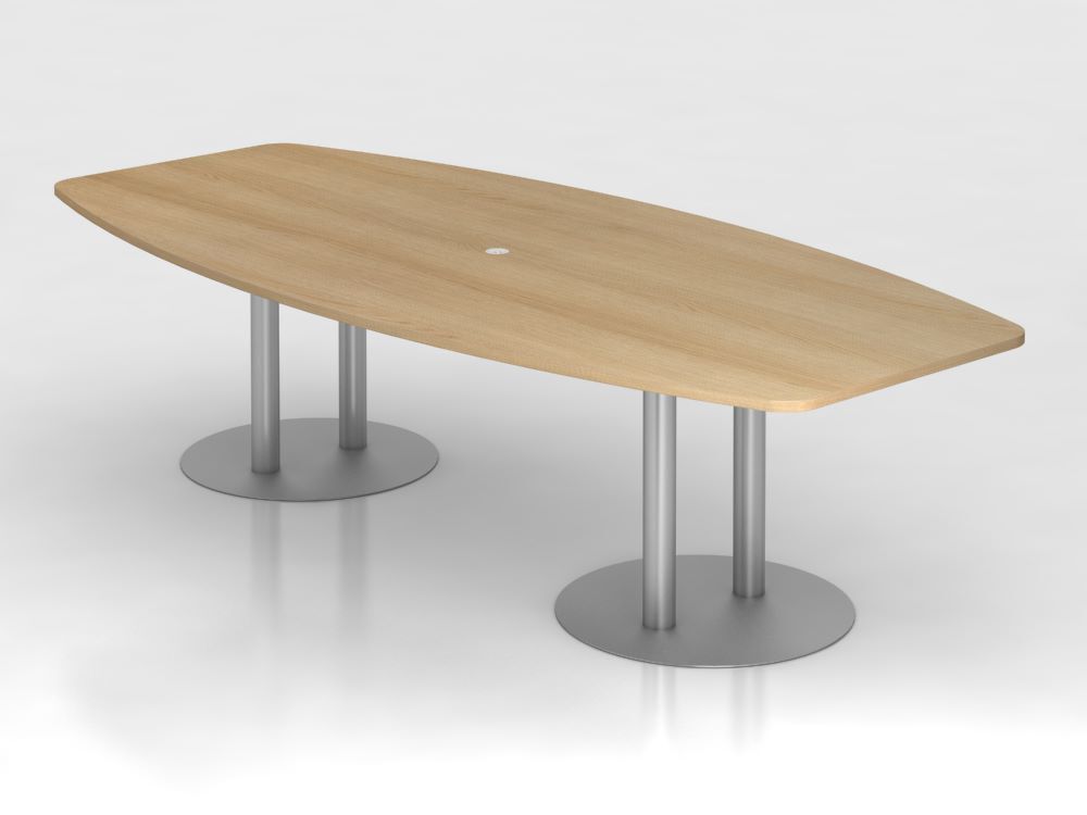 Hammerbacher Konferenztisch in Eiche 280 cm mit Säulenfuß Silber Produktbild Hammerbacher Konferenztisch in Eiche 280 cm mit Säulenfuß Silber
