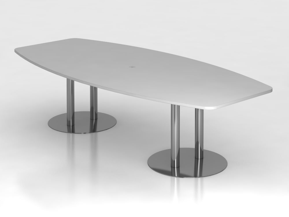 Hammerbacher Konferenztisch Grau 280 cm mit Säulenfuß Chrom Produktbild Hammerbacher Konferenztisch Grau 280 cm mit Säulenfuß Chrom