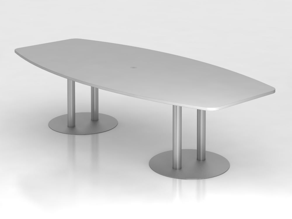 Hammerbacher Konferenztisch Grau 280 cm mit Säulenfuß Silber Produktbild Hammerbacher Konferenztisch Grau 280 cm mit Säulenfuß Silber